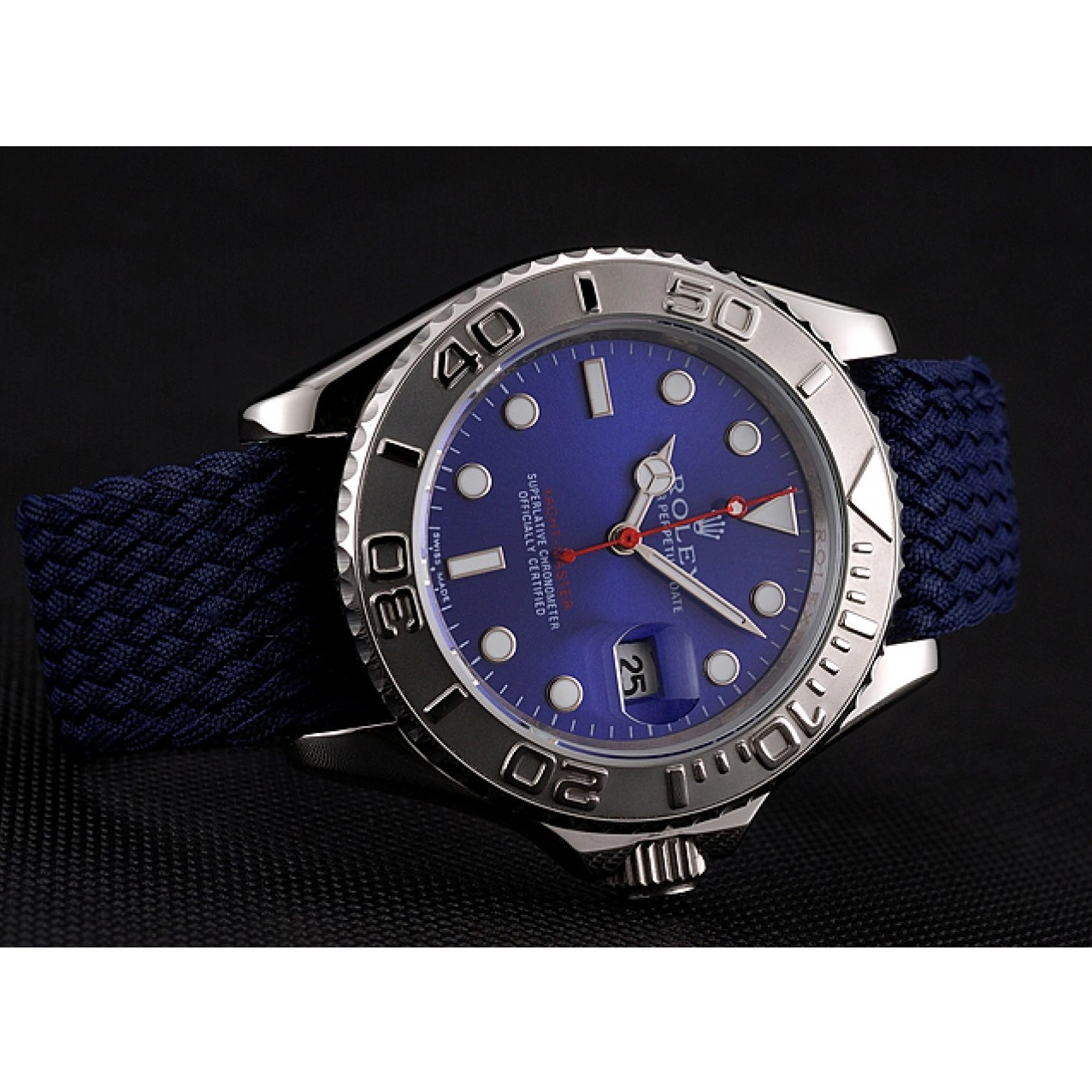 AAA Replica Watches Rolex Master Blue Dial Yacht Fabric Blue 1453868 Bracelet 0803
